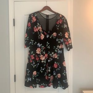 Beautiful floral dress. Only worn once. Illusion neckline.